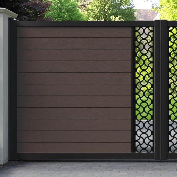 Fusion Vida Straight Top Driveway Gate - Mid Brown - Middle Screen