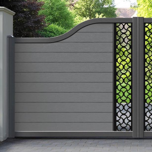 Fusion Vida Curved Top Driveway Gate - Mid Grey - Middle Screen