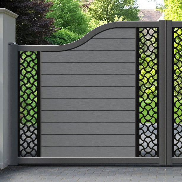 Fusion Vida Curved Top Driveway Gate - Mid Grey - Middle & End Screen