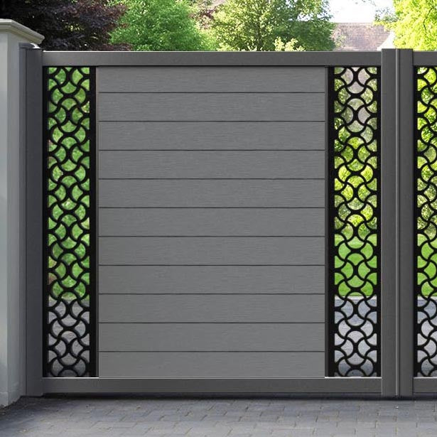 Fusion Vida Straight Top Driveway Gate - Mid Grey - Middle & End Screen