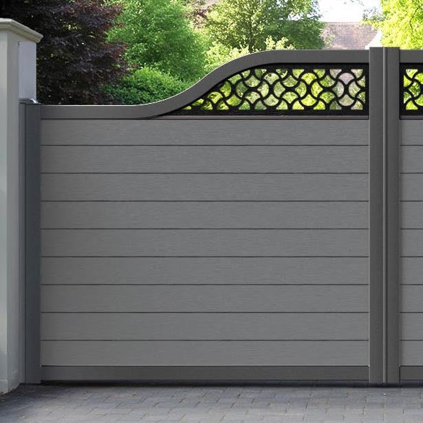 Fusion Vida Curved Top Driveway Gate - Mid Grey - Top Screen