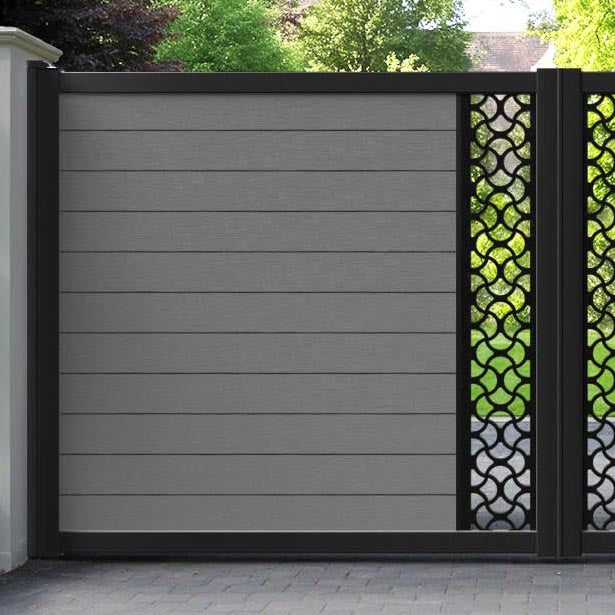 Fusion Vida Straight Top Driveway Gate - Mid Grey - Middle Screen