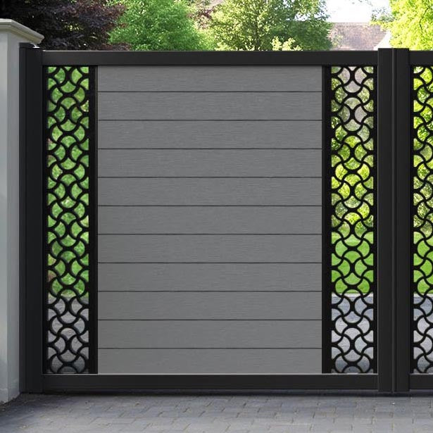 Fusion Vida Straight Top Driveway Gate - Mid Grey - Middle & End Screen