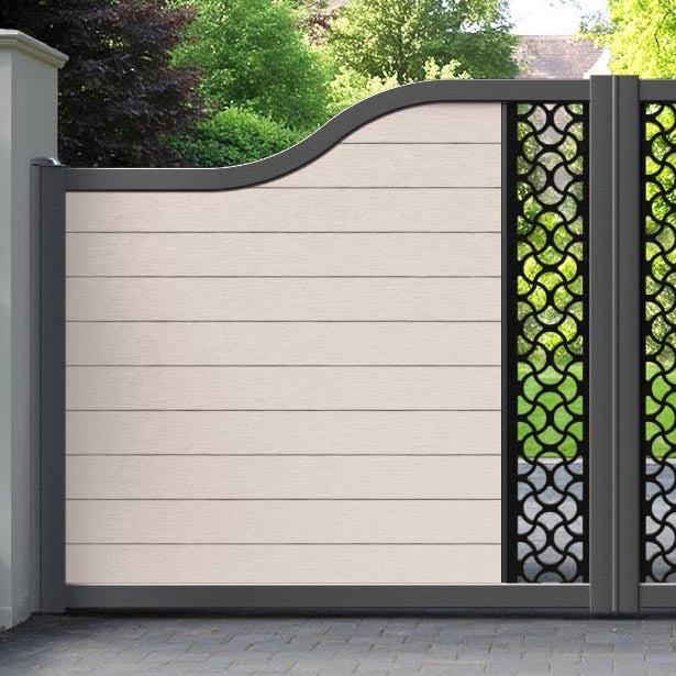 Fusion Vida Curved Top Driveway Gate - Mid Stone - Middle Screen