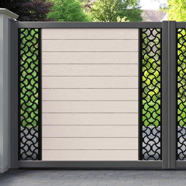 Fusion Vida Straight Top Driveway Gate - Mid Stone - Middle & End Screen