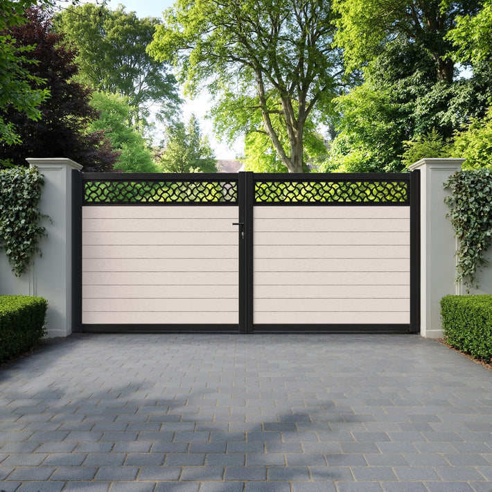 Fusion Vida Straight Top Driveway Gate - Mid Stone - Top Screen