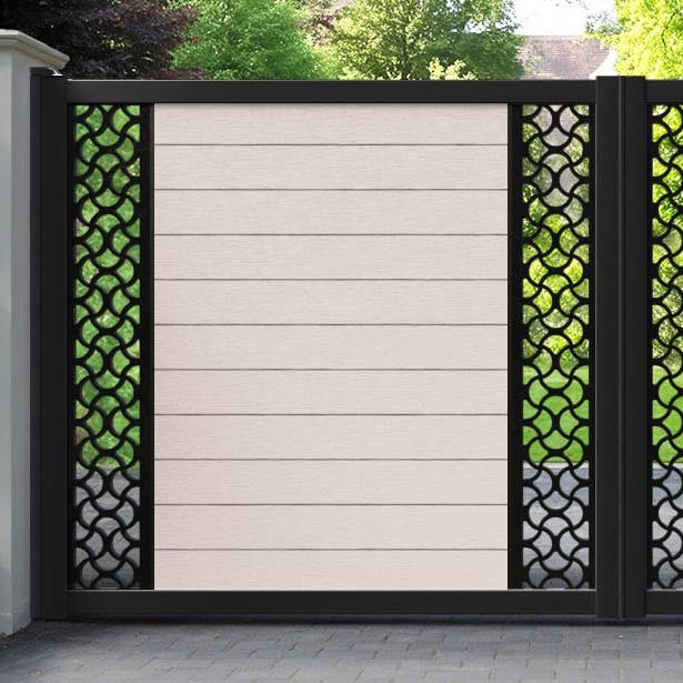 Fusion Vida Straight Top Driveway Gate - Mid Stone - Middle & End Screen