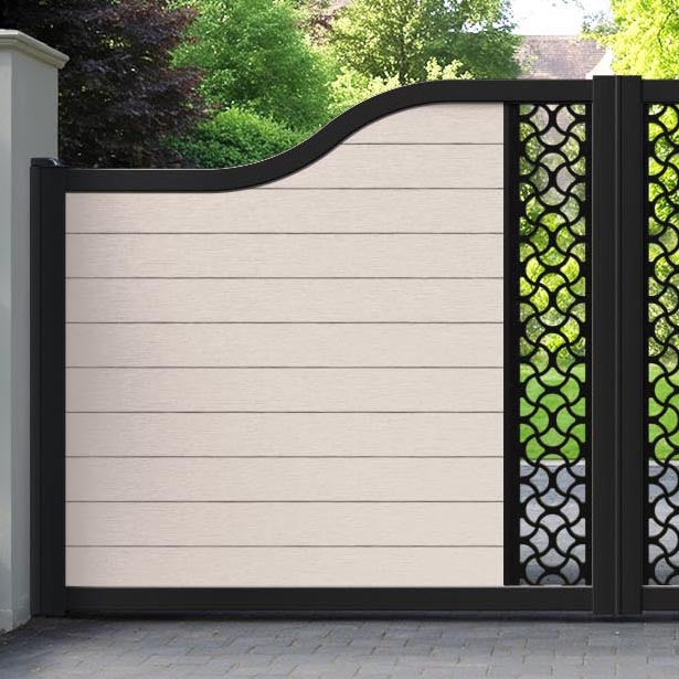 Fusion Vida Curved Top Driveway Gate - Mid Stone - Middle Screen