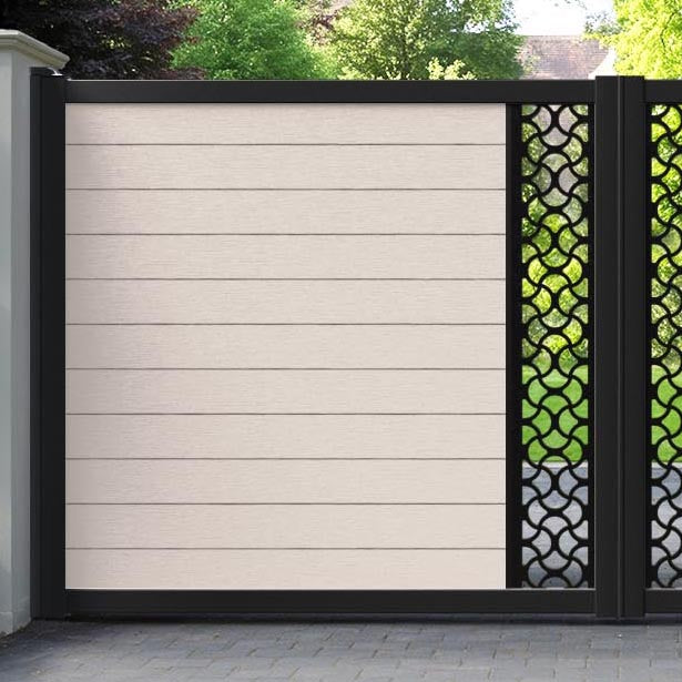 Fusion Vida Straight Top Driveway Gate - Mid Stone - Middle Screen