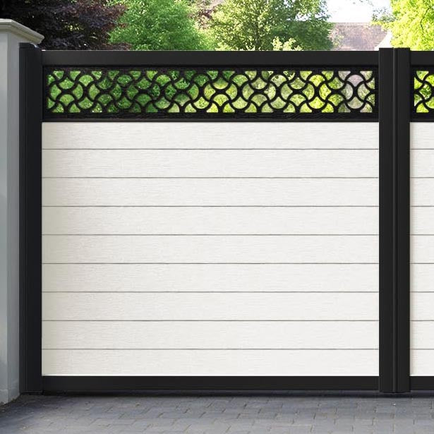 Fusion Vida Straight Top Driveway Gate - Light Stone - Top Screen