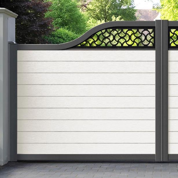 Fusion Vida Curved Top Driveway Gate - Light Stone - Top Screen