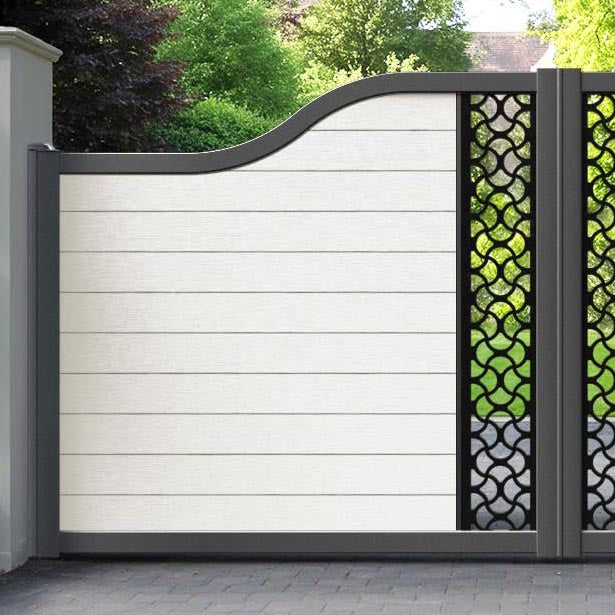 Fusion Vida Curved Top Driveway Gate - Light Stone - Middle Screen