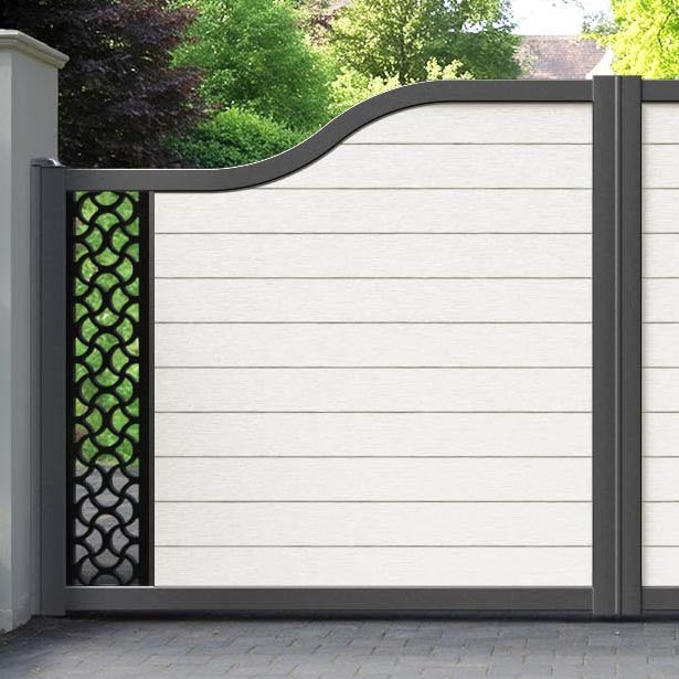 Fusion Vida Curved Top Driveway Gate - Light Stone - End Screen