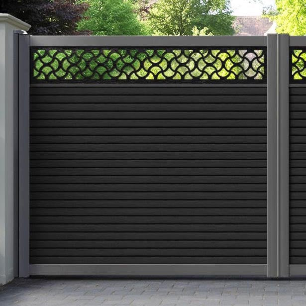 Hudson Vida Straight Top Driveway Gate - Dark Oak - Top Screen