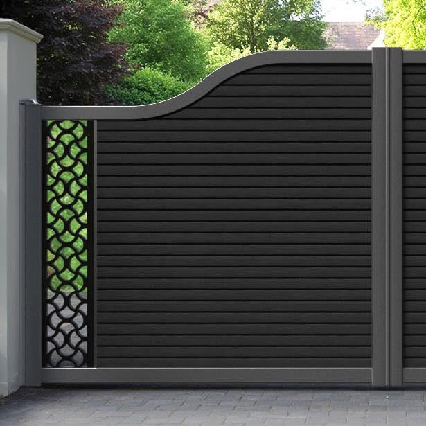 Hudson Vida Curved Top Driveway Gate - Black - End Screen