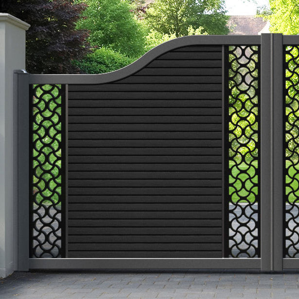 Hudson Vida Curved Top Driveway Gate - Black - Middle & End Screen
