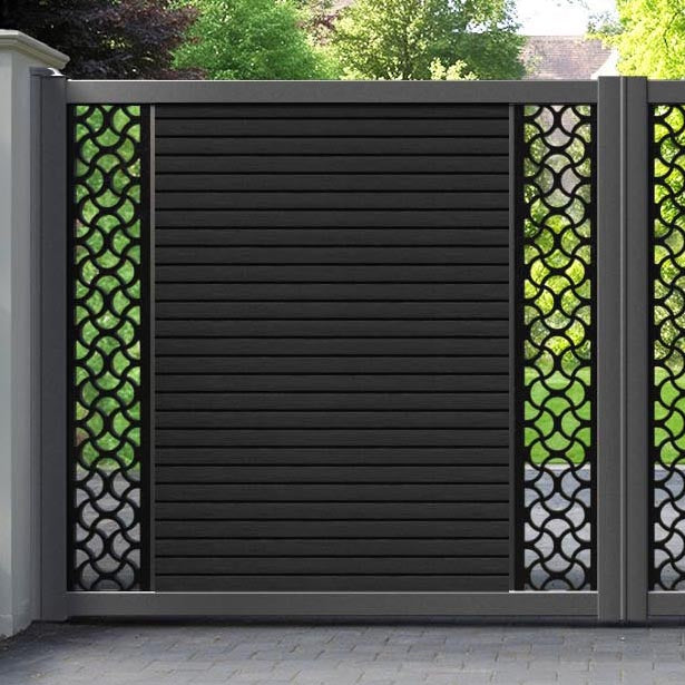 Hudson Vida Straight Top Driveway Gate - Black - Middle & End Screen
