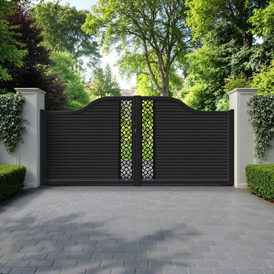 Hudson Vida Curved Top Driveway Gate - Black - Middle Screen