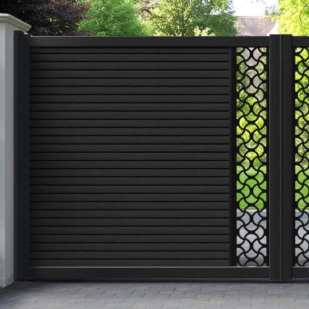 Hudson Vida Straight Top Driveway Gate - Black - Middle Screen