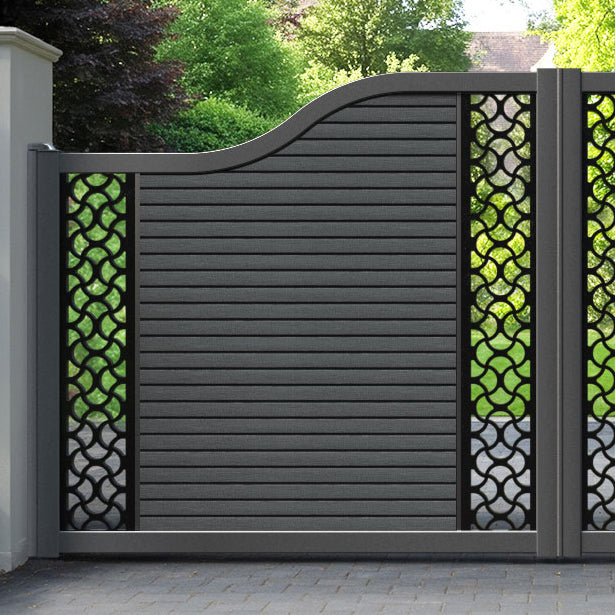 Hudson Vida Curved Top Driveway Gate - Dark Grey - Middle & End Screen