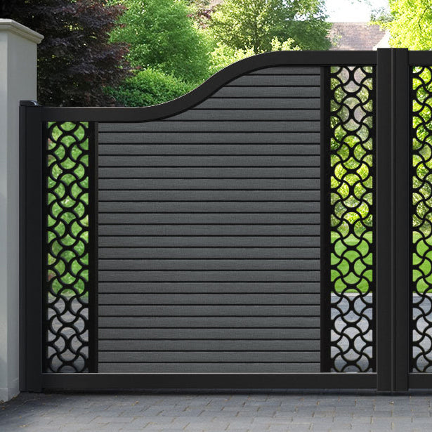 Hudson Vida Curved Top Driveway Gate - Dark Grey - Middle & End Screen