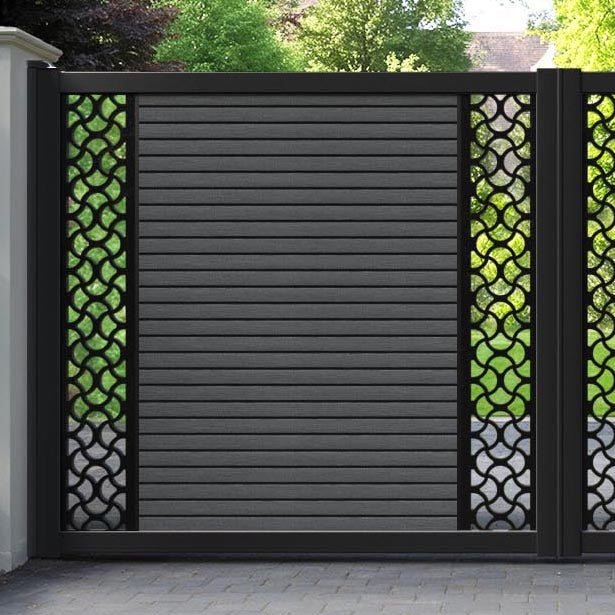 Hudson Vida Straight Top Driveway Gate - Dark Grey - Middle & End Screen