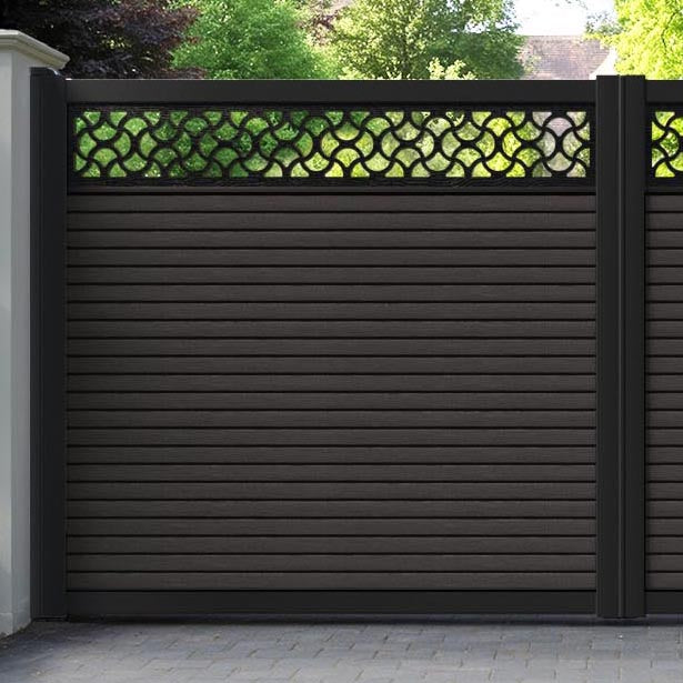 Hudson Vida Straight Top Driveway Gate - Dark Oak - Top Screen