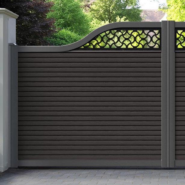 Hudson Vida Curved Top Driveway Gate - Dark Oak - Top Screen