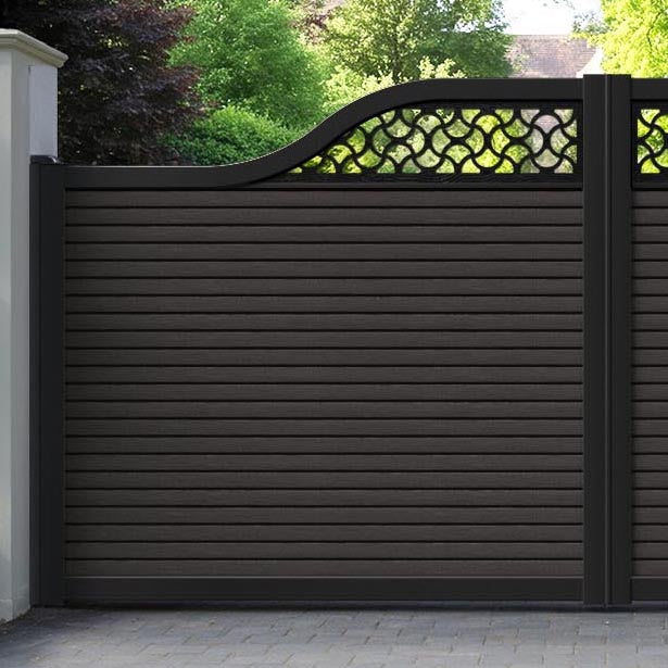Hudson Vida Curved Top Driveway Gate - Dark Oak - Top Screen