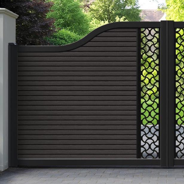 Hudson Vida Curved Top Driveway Gate - Dark Oak - Middle Screen