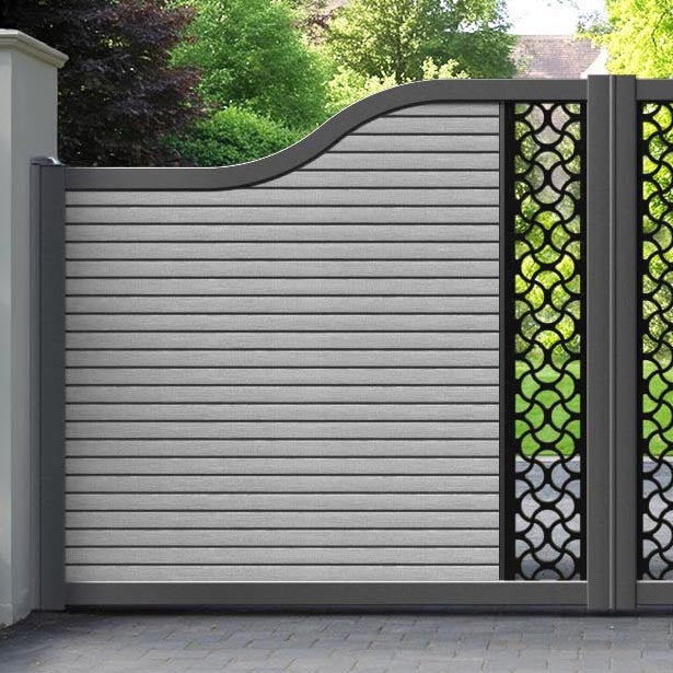 Hudson Vida Curved Top Driveway Gate - Light Grey - Middle Screen