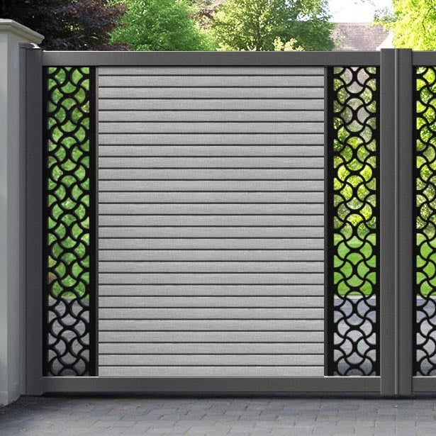 Hudson Vida Straight Top Driveway Gate - Light Grey - Middle & End Screen