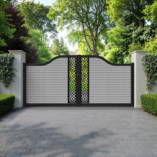 Hudson Vida Curved Top Driveway Gate - Light Grey - Middle Screen