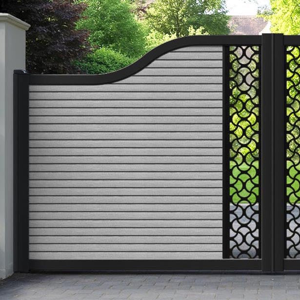 Hudson Vida Curved Top Driveway Gate - Light Grey - Middle Screen