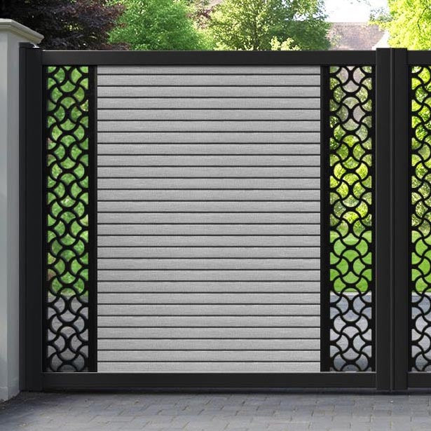 Hudson Vida Straight Top Driveway Gate - Light Grey - Middle & End Screen