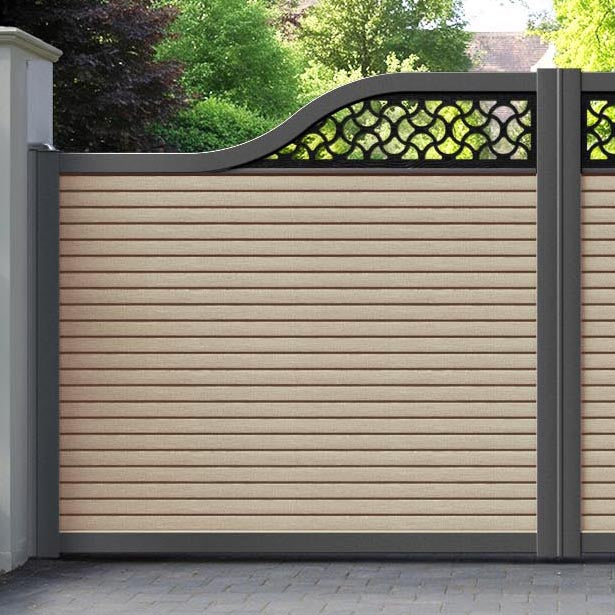 Hudson Vida Curved Top Driveway Gate - Light Oak - Top Screen