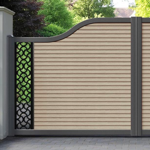 Hudson Vida Curved Top Driveway Gate - Light Oak - End Screen