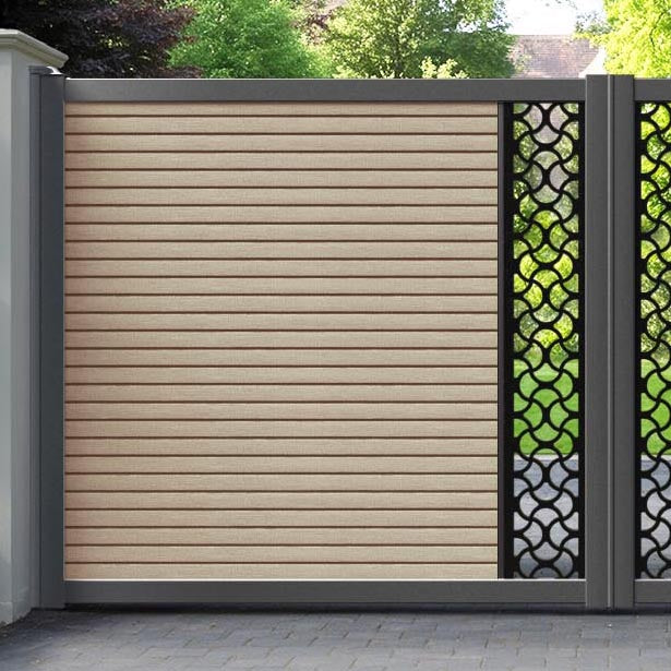 Hudson Vida Straight Top Driveway Gate - Light Oak - Middle Screen