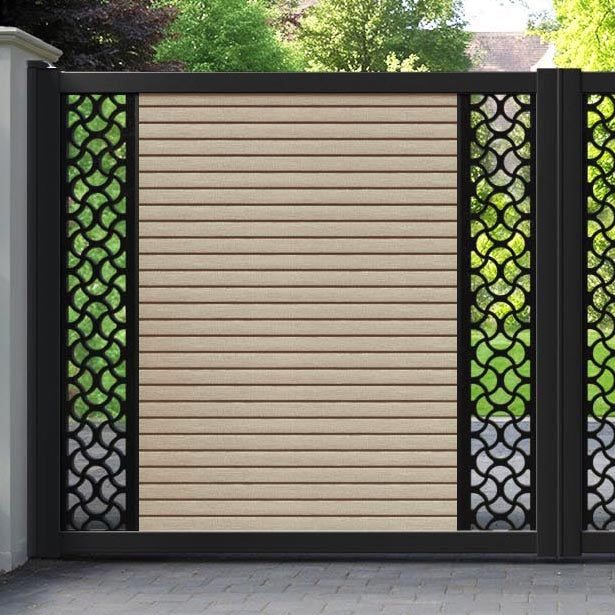 Hudson Vida Straight Top Driveway Gate - Light Oak - Middle & End Screen