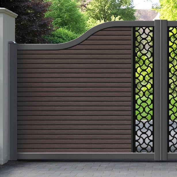 Hudson Vida Curved Top Driveway Gate - Mid Brown - Middle Screen