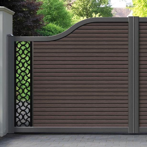 Hudson Vida Curved Top Driveway Gate - Mid Brown - End Screen