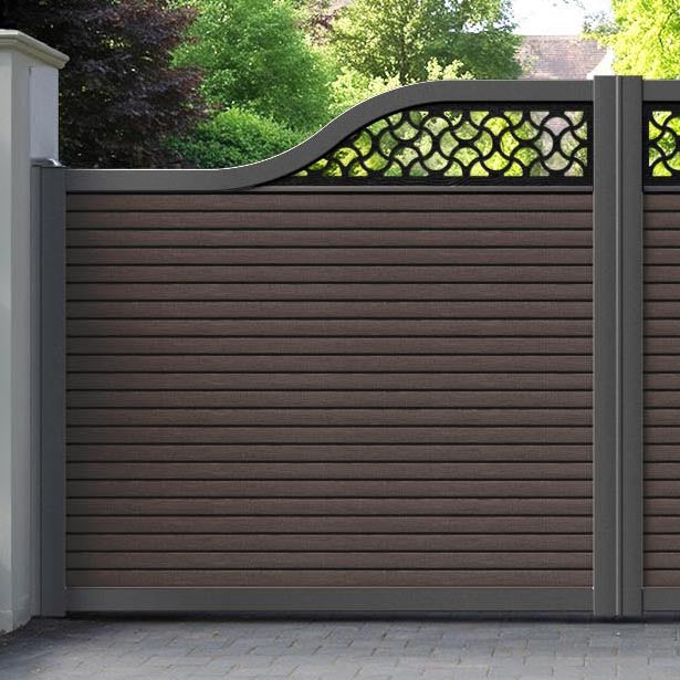 Hudson Vida Curved Top Driveway Gate - Mid Brown - Top Screen