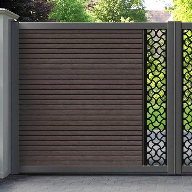 Hudson Vida Straight Top Driveway Gate - Mid Brown - Middle Screen