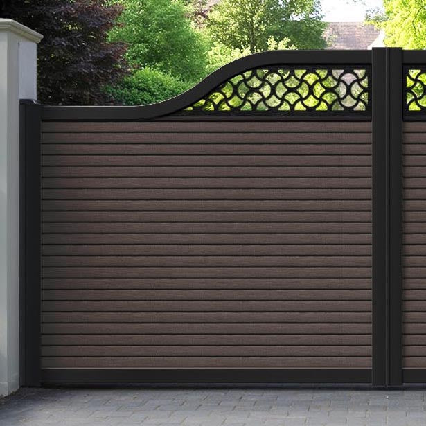 Hudson Vida Curved Top Driveway Gate - Mid Brown - Top Screen