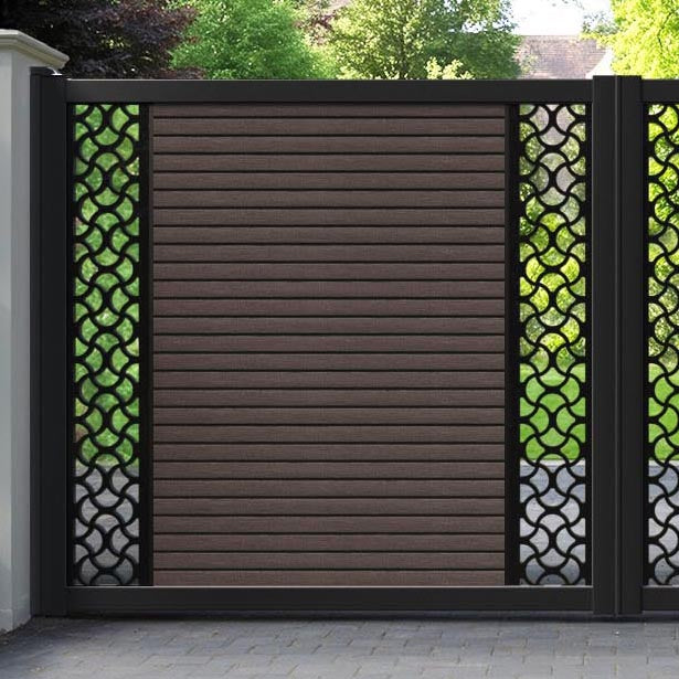 Hudson Vida Straight Top Driveway Gate - Mid Brown - Middle & End Screen