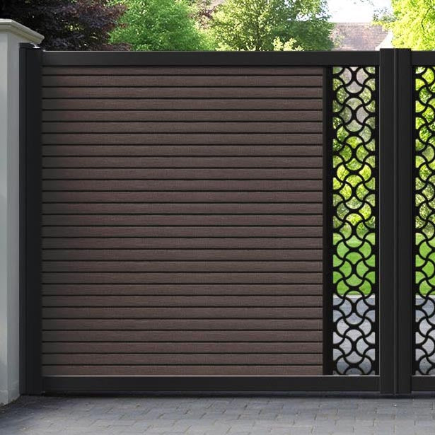 Hudson Vida Straight Top Driveway Gate - Mid Brown - Middle Screen