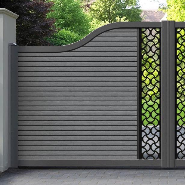 Hudson Vida Curved Top Driveway Gate - Mid Grey - Middle Screen
