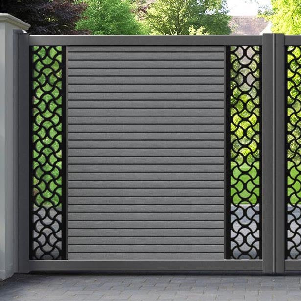 Hudson Vida Straight Top Driveway Gate - Mid Grey - Middle & End Screen