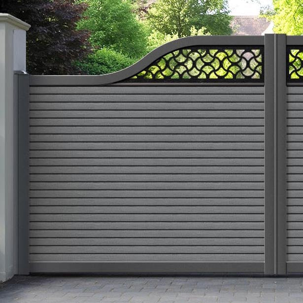 Hudson Vida Curved Top Driveway Gate - Mid Grey - Top Screen
