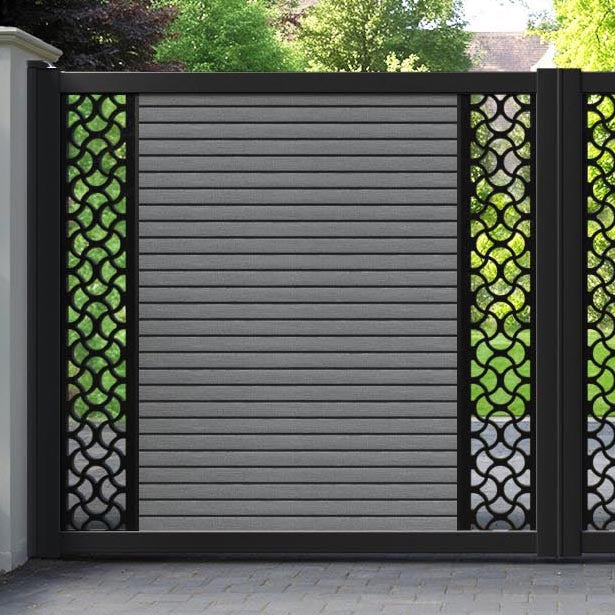Hudson Vida Straight Top Driveway Gate - Mid Grey - Middle & End Screen